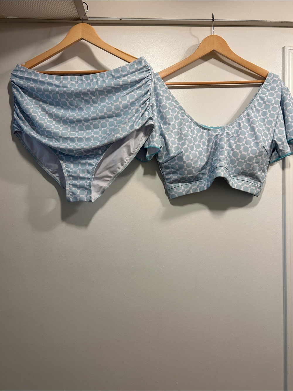 Light Blue Geometric Bikini Top and matching Bottom - Picture 5 of 11